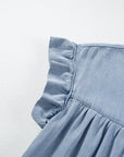 Zoey Ruffle Short Sleeve Tiered A-line Denim Dress