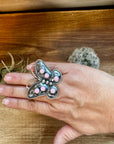 Butterfly ring -size 7.5 - pink conch and sterling silver
