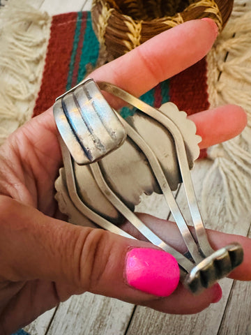 Navajo Spiny Oyster, Turquoise & Sterling Silver Cluster Cuff Bracelet