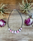 14" Pink Conch Petal Choker – 3mm Sterling Silver Pearls