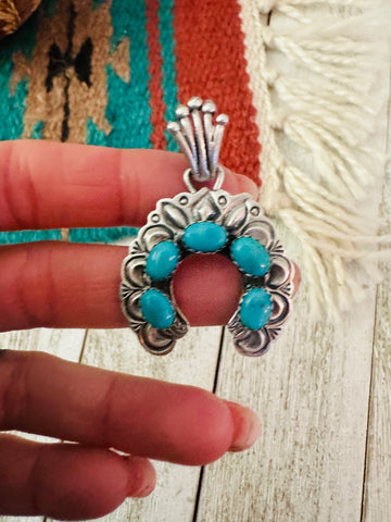 Navajo Turquoise & Sterling Silver Naja Pendant