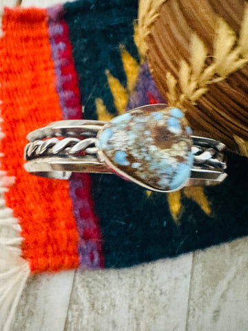 Navajo Sterling Silver & Golden Hills Turquoise Cuff Bracelet