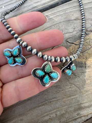 Beautiful Handmade Beaded Sterling Silver & Turquoise Necklace