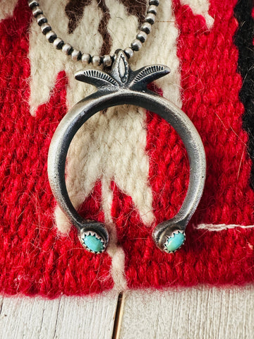 Navajo Sterling Silver & Turquoise Naja Pendant by Martha Cayatineto