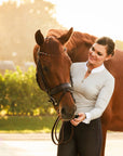 Heidi - Long Sleeve Riding Top with Crystal Fabric Trim