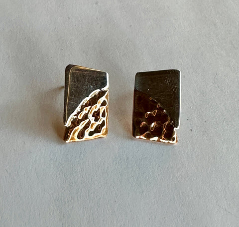 SILVER & COPPER PUZZLE EARRING