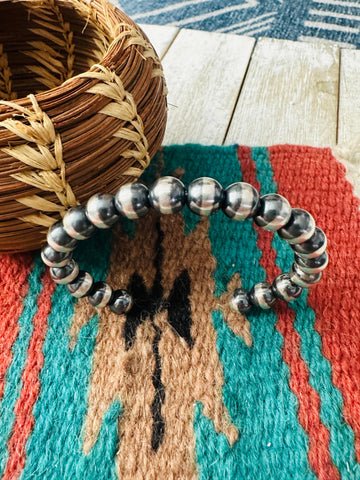 Navajo Sterling Silver Pearl Beaded Cuff Bracelet