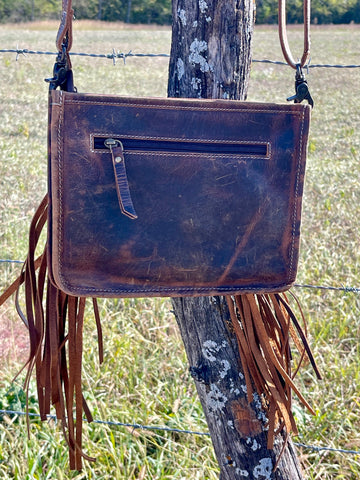 Wstern Stitch Fringe Crossbody