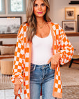 Wrenley Checkered Open Front Drop Shoulder Cardigan