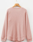 Solid Waffle Knit Long Sleeve Top