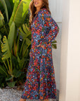 Floral V-Neck Long Sleeve Maxi Dress