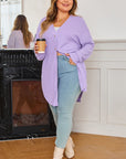 Plus Size Solid Waffle Knit Button-Front Cardigan