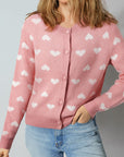 Heart Button Front Cardigan Sweater