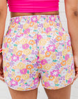 Floral Shirred High Waist Shorts