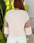 Stripe Colorblock Drop Shoulder Sweatshirt