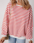 Stripe Drop Shoulder Crewneck Sweatshirt
