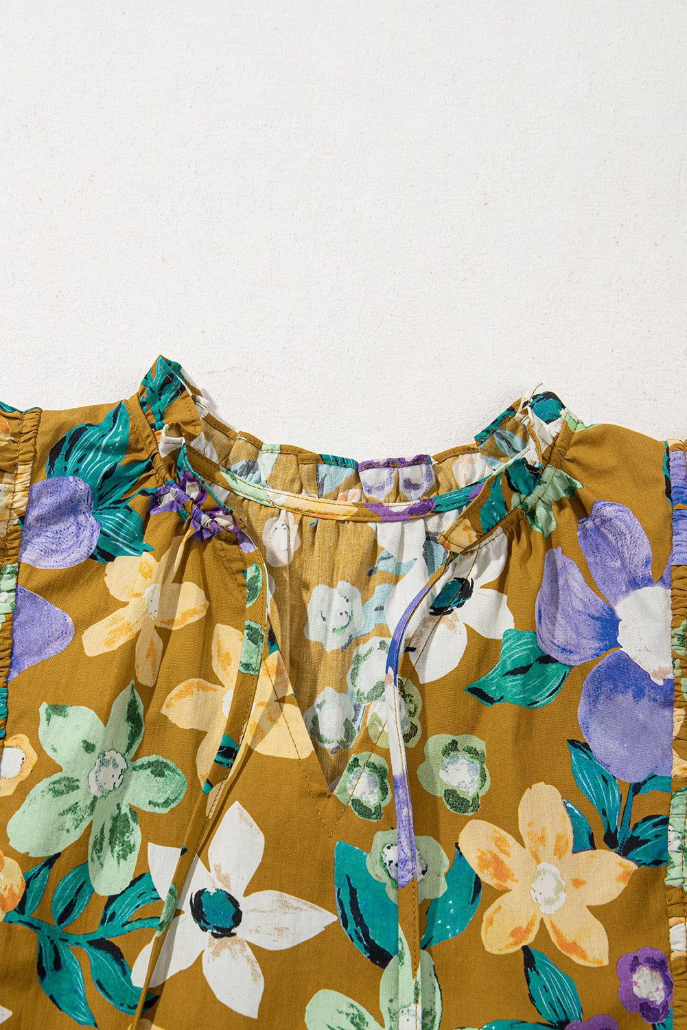Floral Flutter Sleeve V-Neck Top