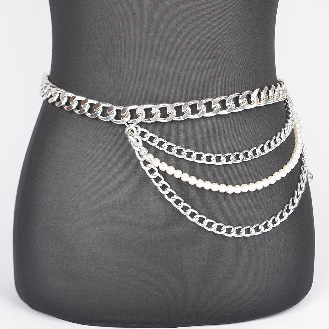 Layered Chain and Pearl Belt