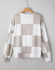 Checker Waffle Knit Long Sleeve Top