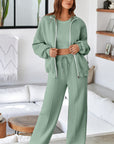 Solid Zip-Up Jacket and Drawstring Pants Set