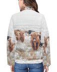 Highland Cow Herd Women's Puffy Bomber Jacket