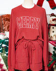 Plus Size Christmas MERRY Top and Shorts Set