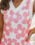 Andi Flower Knitted V Neck Tank Top
