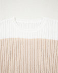 Madison Colorblock Cable Knit Sweater