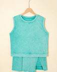 Mineral Wash Tank Top and Lined Split Skirt Set
