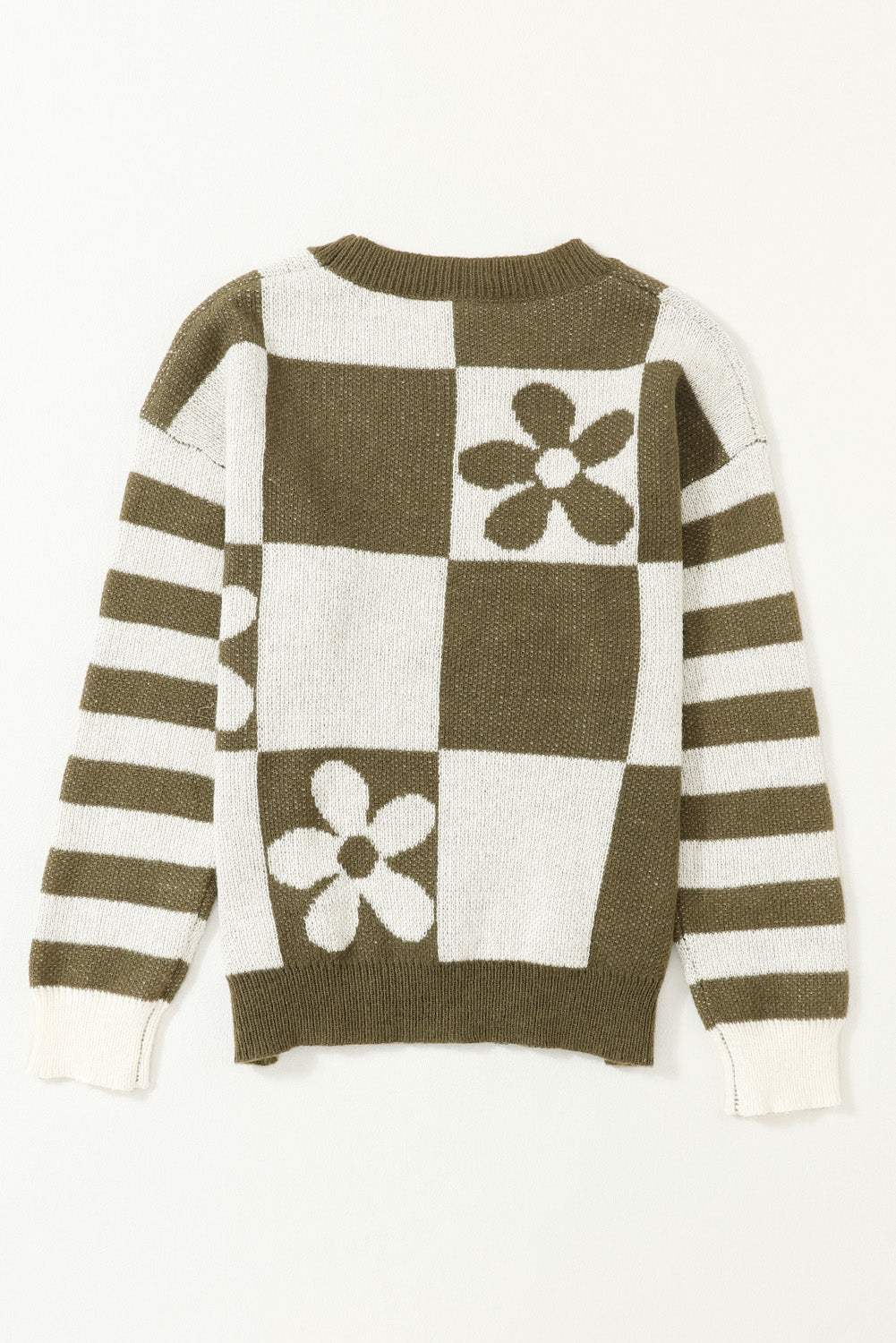 Checker Floral Stripe Patchwork Sweater