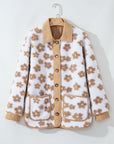 Floral Button-Up Fleece Pocketed Jacket