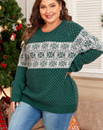 Plus Size Christmas Snowflake Crewneck Sweater