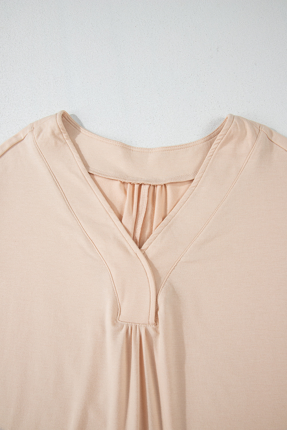 Tropical Polka Dot Patchwork Puff Sleeve V-Neck Blouse