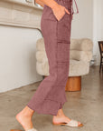 Mineral Wash High Waist Raw Hem Pants