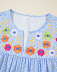 Floral Embroidered Puff Sleeve Blouse