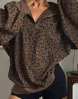 Leopard Corduroy Quarter-Zip Sweatshirt