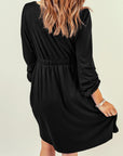Solid Button-Up Scoop Neck Dress