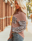 Western Leopard Corded Knit Patchwork Shacket