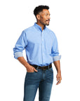 Ariat Men's Blue Wrinkle Free Solid Pinpoint Oxford Classic Fit Shirt