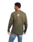 Charger Camo Flag T-Shirt-BRINE OLIVE HEATHER