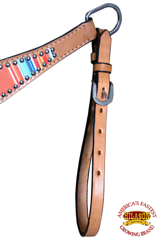 Hilason Western Horse Breast Collar Headstall American Leather Tan Serape Print