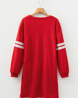 Varsity Stripe Long Sleeve Sweatshirt Dress