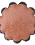 Hilason Plain Scalloped Leather Rosette Concho Saddle Tack  1-1/2"
