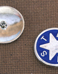 Hilason Nickel Round Concho Blue Enamel Texas Star Saddle Horse