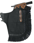 Hilason Western Horse Bull Riding Chinks Chaps Adult Pro Rodeo Bronc Leather Black