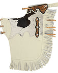 Hilason Western Bull Riding Chinks Chaps Adult Pro Rodeo Bronc Leather White