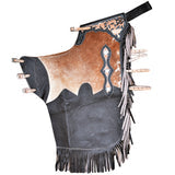 Hilason Adult Pro Rodeo Bronc Bull-Riding Leather Chinks Black