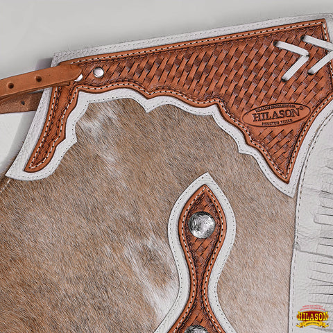 Hilason Western Bull Riding Chinks Chaps Adult Pro Rodeo Bronc Leather Natural