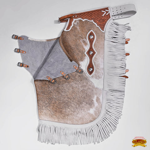 Hilason Western Bull Riding Chinks Chaps Adult Pro Rodeo Bronc Leather Natural