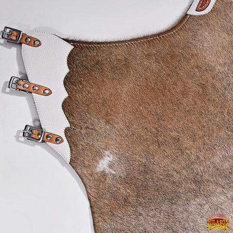 Hilason Western Bull Riding Chinks Chaps Adult Pro Rodeo Bronc Leather Natural